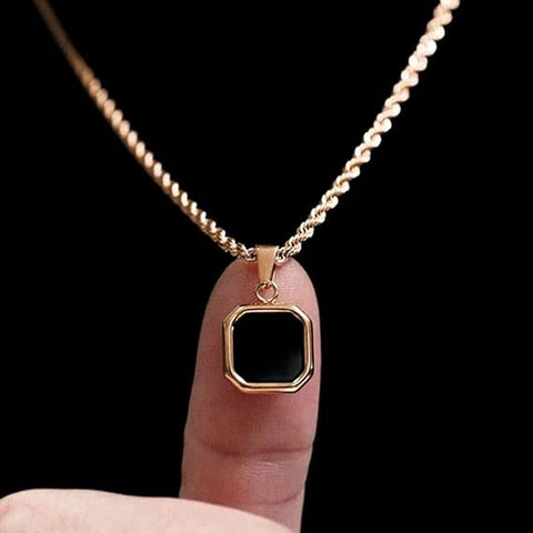 Black Stone Pendant  With Free Ring