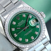 ROLEX MENS DATEJUST STEEL WATCH GREEN DIAL