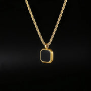 Black Stone Pendant  With Free Ring