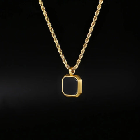 Black Stone Pendant  With Free Ring