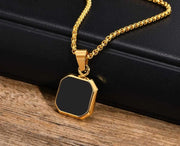 Black Stone Pendant  With Free Ring