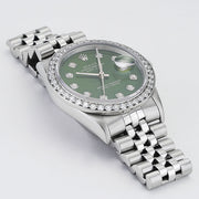 ROLEX MENS DATEJUST STEEL WATCH GREEN DIAL